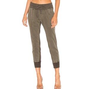 James Perse Mixed Media Pant Army  Green Pigment Wash Size 2